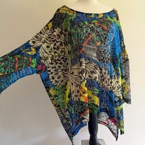 Alberto Makali Multicolor Sheer Printed Tunic Top